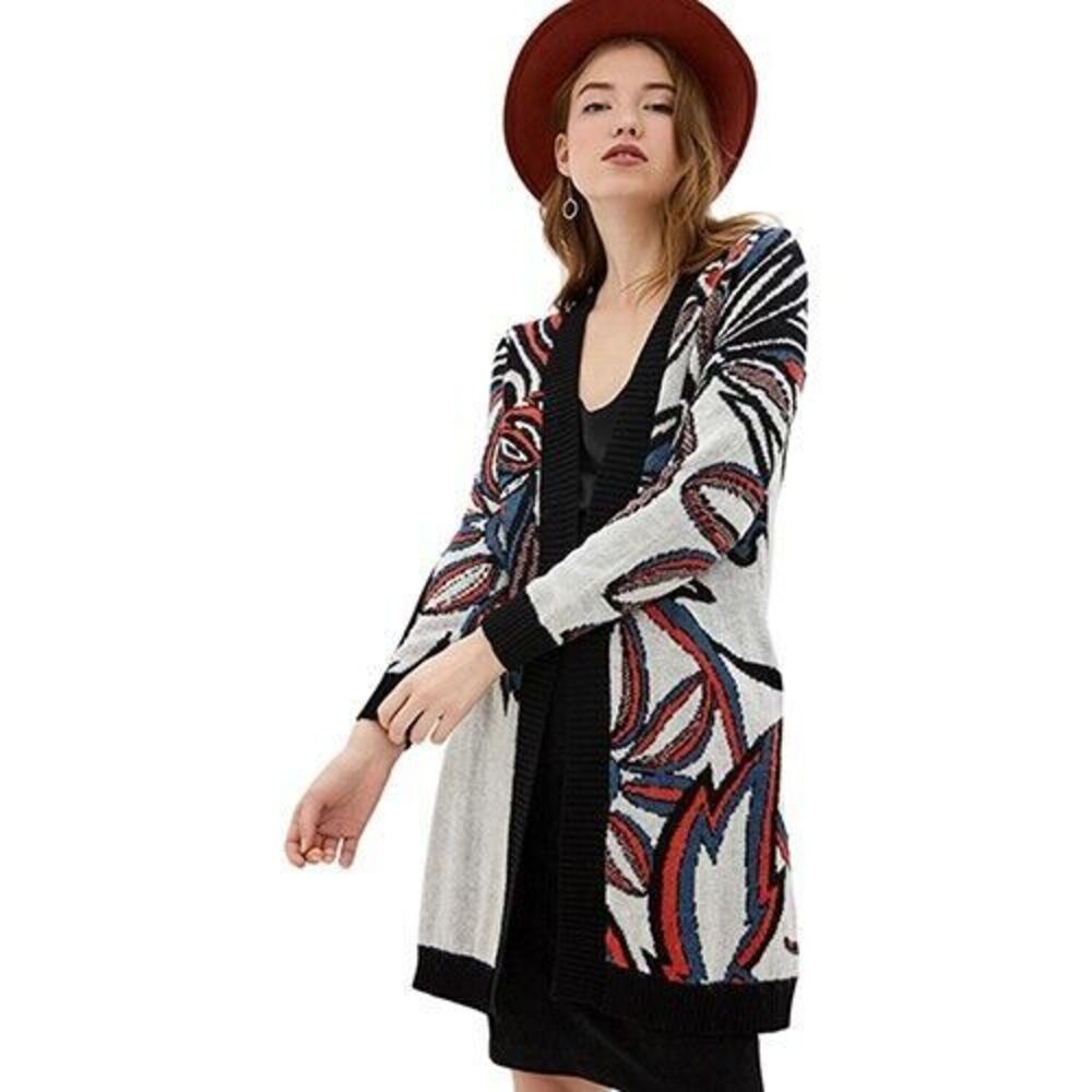 Desigual Women's Open Front Cardigan Floral Long Sleeve Sweater Size Medium NWT